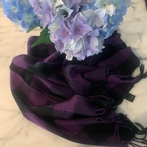 Purple and black plaid scarf